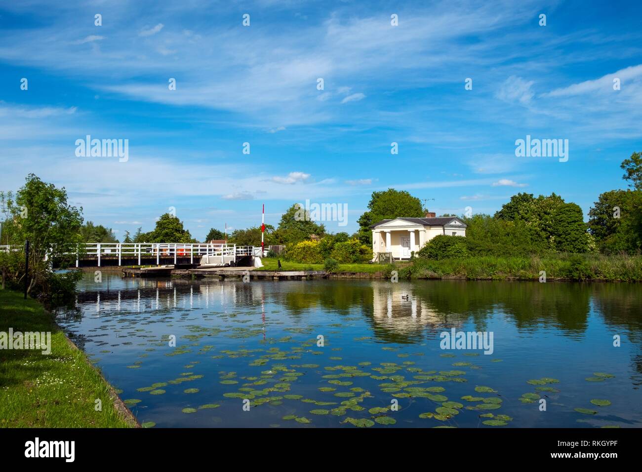 Late spring sunshine on Splatt Bridge and bridge keepers cottage on the