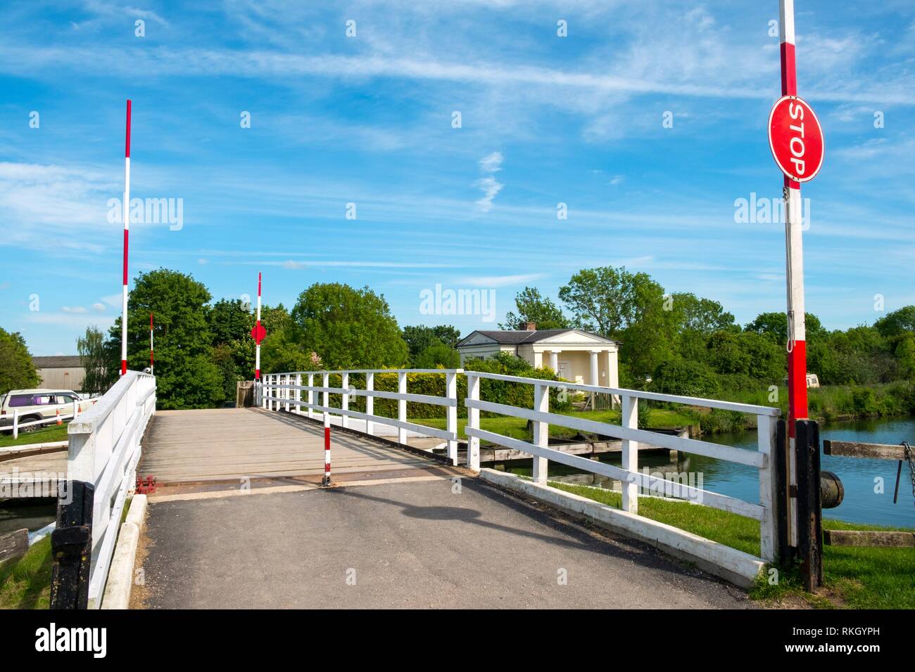 Late spring sunshine on Splatt Bridge and bridge keepers cottage on the