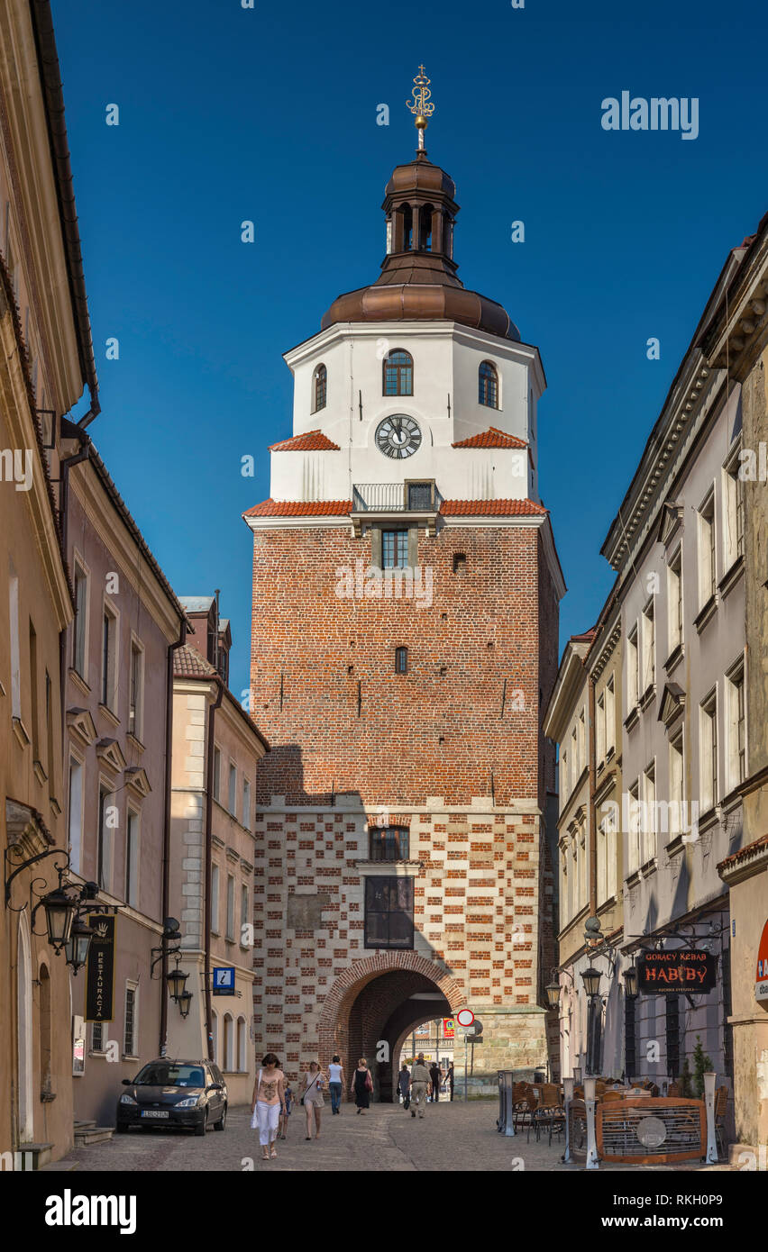 Krakow Gate or Brama Krakowska, 14th century, at Old Town in Lublin, Malopolska aka Lesser Poland region, Poland Stock Photo