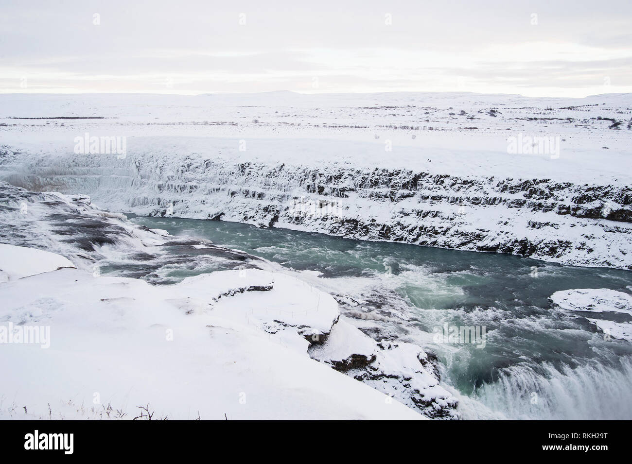 ICELAND: Gullfoss (Golden Waterfall) is an iconic waterfall of Iceland offering a spectacular view of the forces and beauty of untouched nature. Gullf Stock Photo