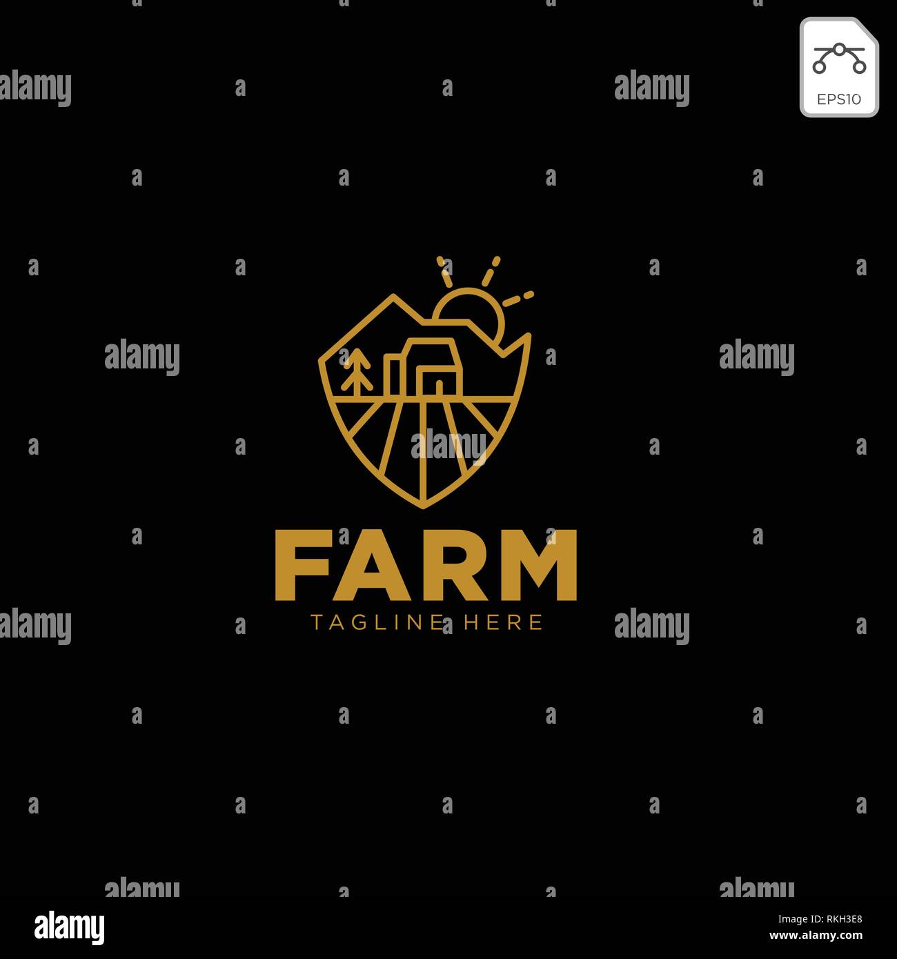 gold ulture farm line badge vintage logo template vector illustration ...