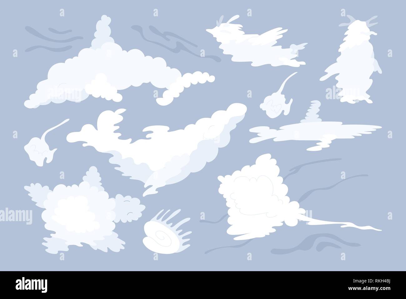 vector animal shaped cloud. Flat pastel set Stock Vector