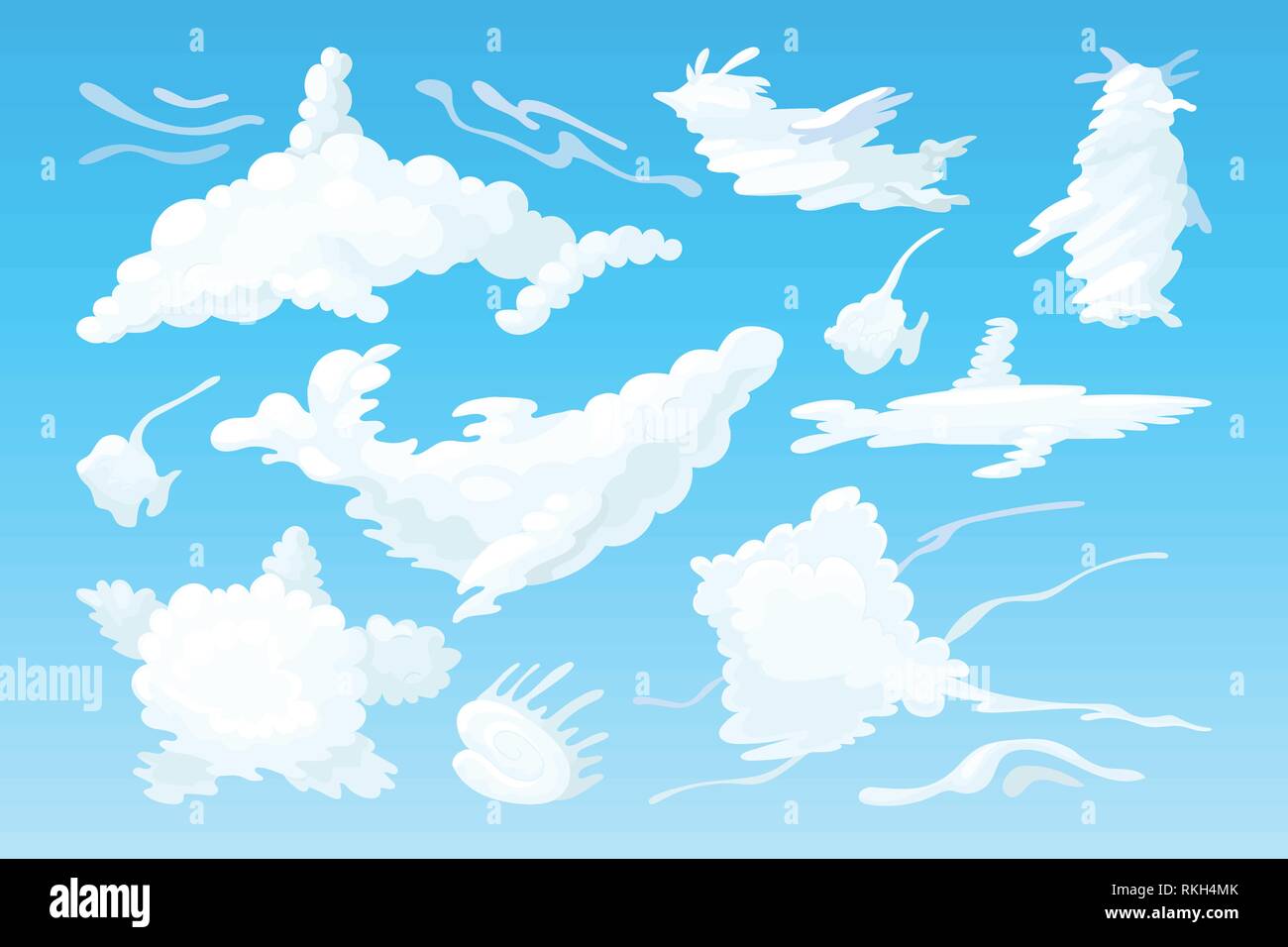 vector animal shaped cloud. Cartoon cloudy sky set Stock Vector