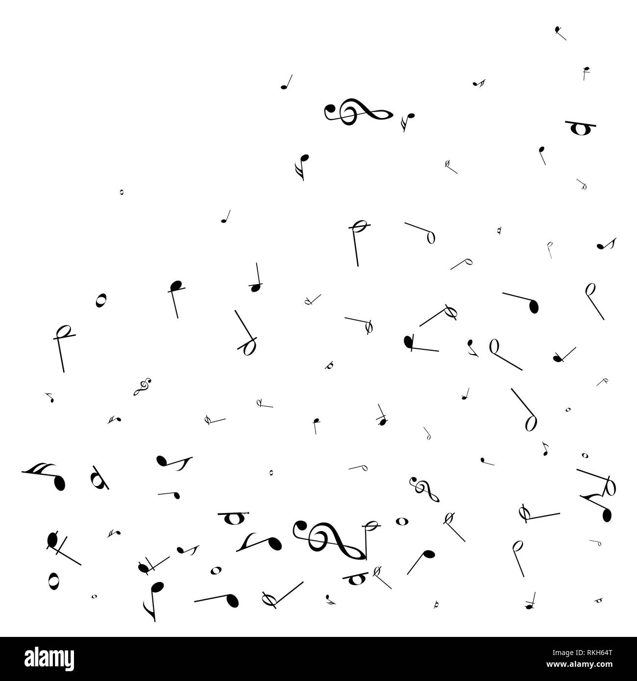 Music notes. Mensural musical notation. Black notes symbols. Music staff Stock Vector Image