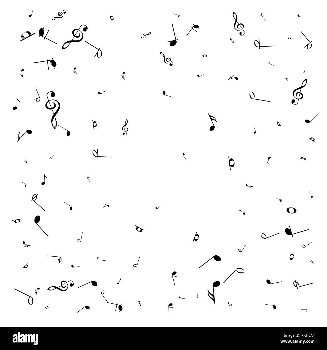Music notes. Mensural musical notation. Black notes symbols. Music staff Stock Vector Image
