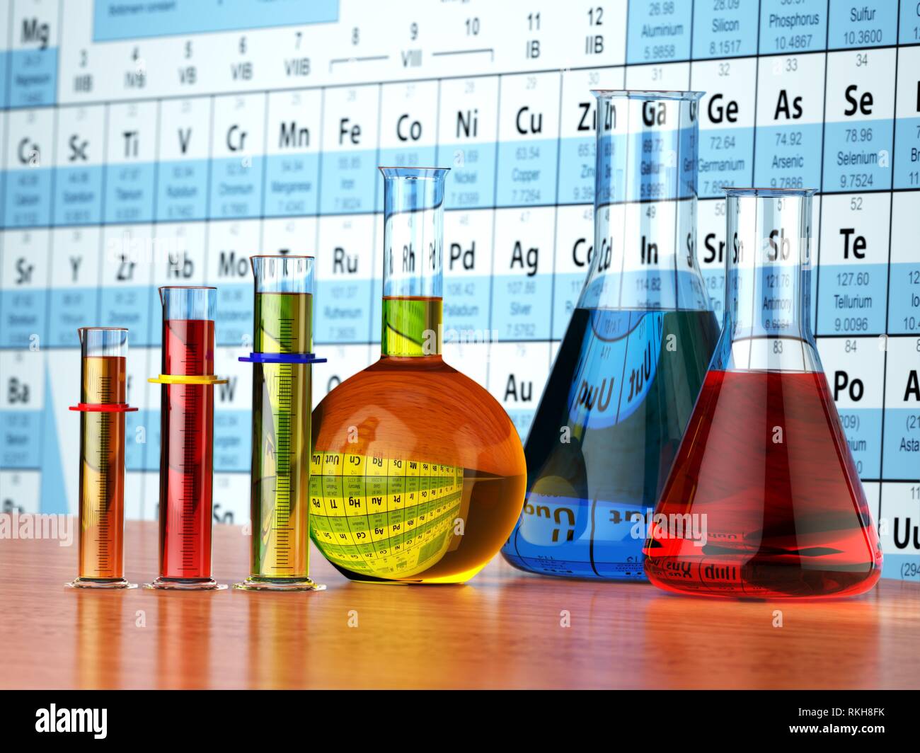 Science chemistry concept. Laboratory test tubes and flasks with