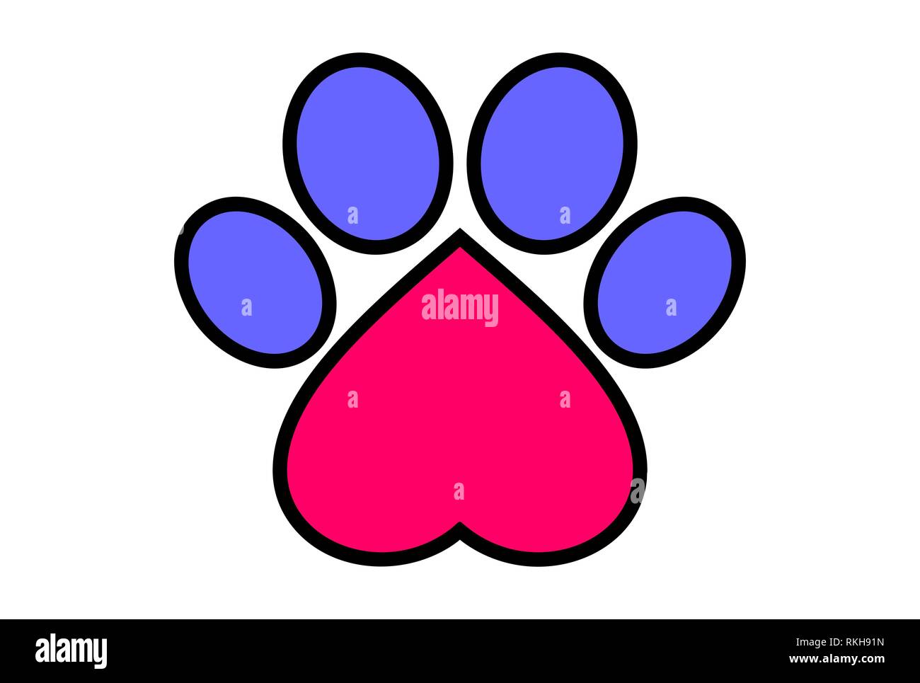 dog foot abstract love pets logo icon vector concept flat design Stock Photo