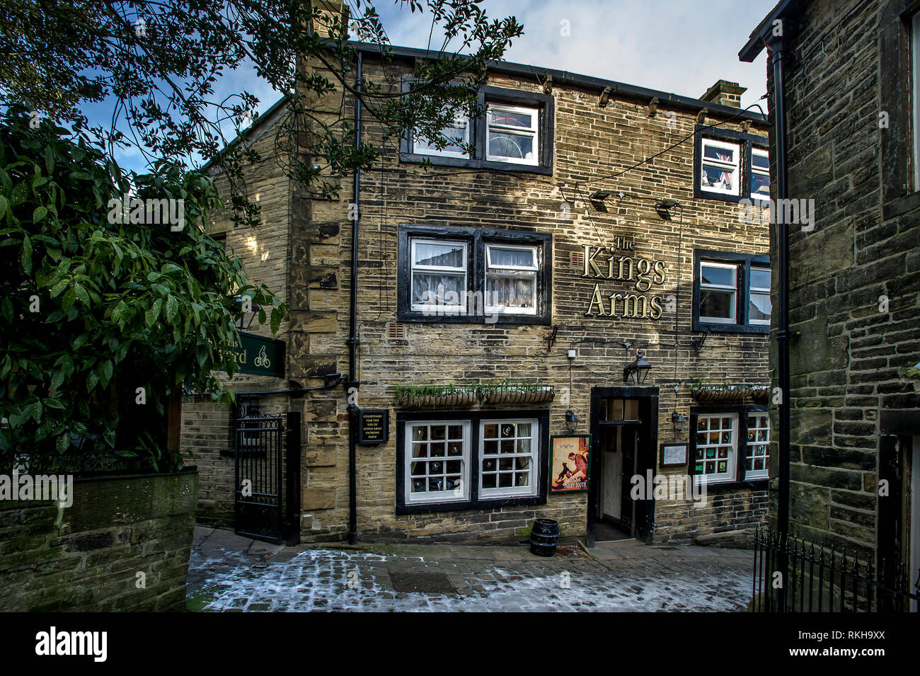 The village of Haworth in West Yorkshire, England, UK. The village was home to the famous Bront‘ sisters Ð Charlotte, Emily and Anne, who all wrote th Stock Photo