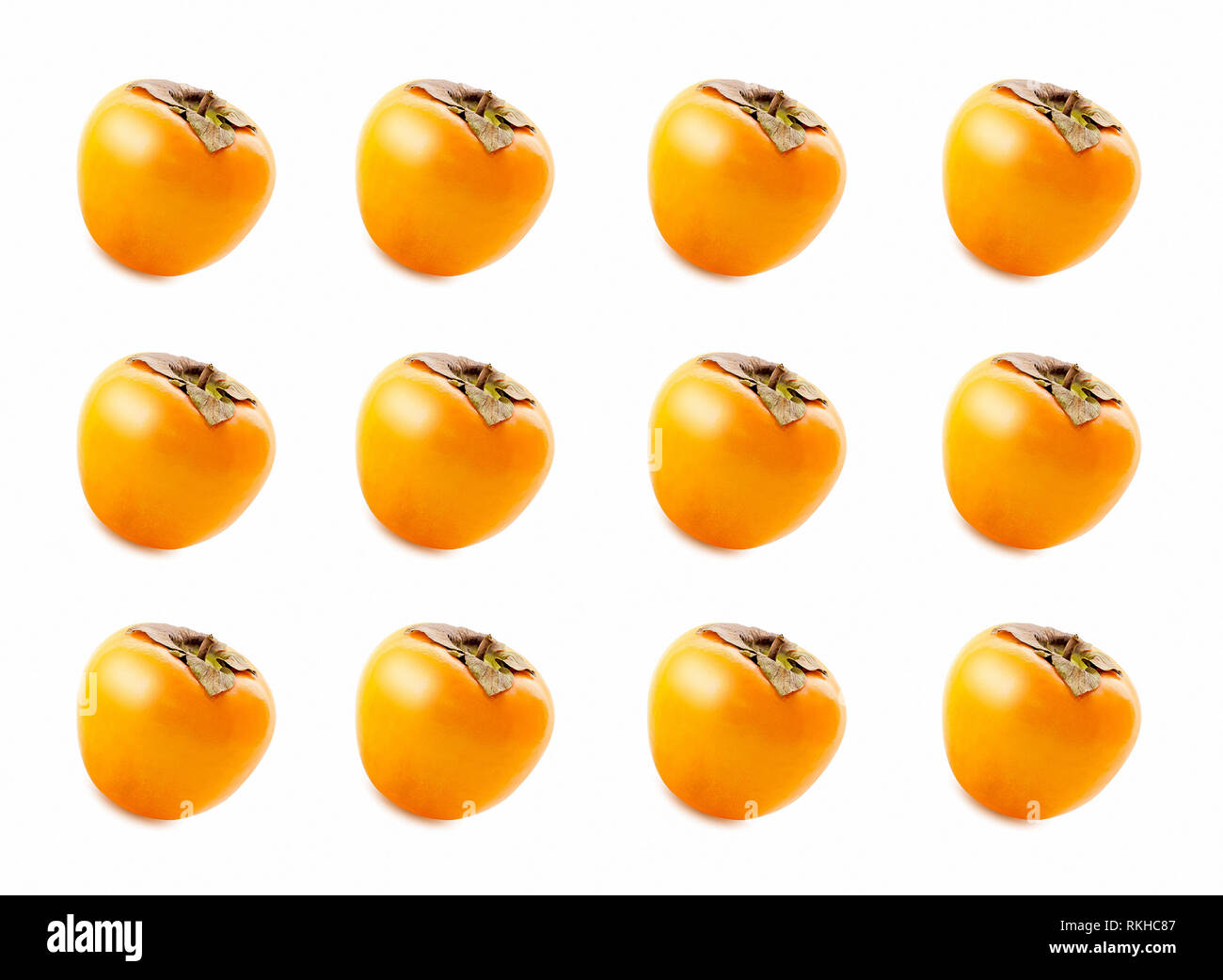 Seamless pattern with persimmon. Tropical abstract background. Persimmon on the white background Stock Photo