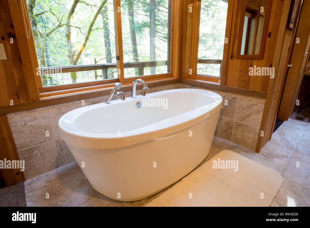 Soaking bath tub in a cabin in the national forest. This bathtub is
