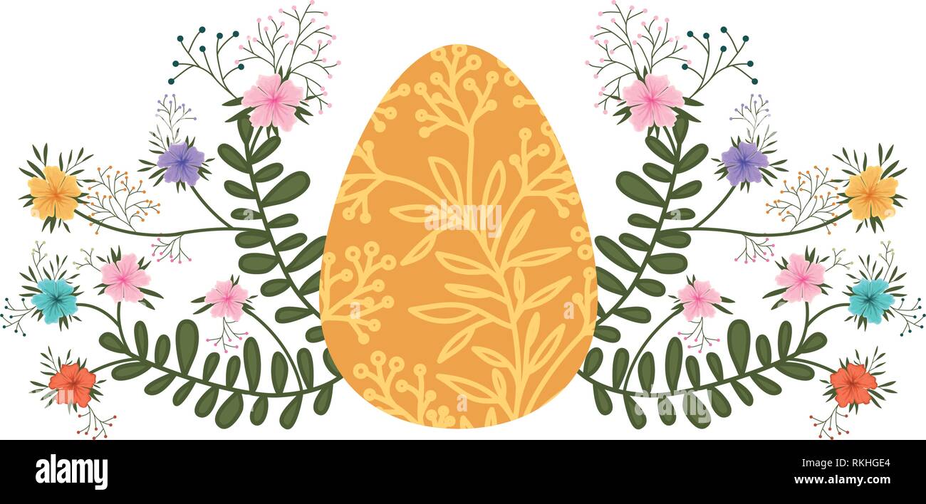 easter egg flowers and leafs isolated icon Stock Vector Image & Art - Alamy