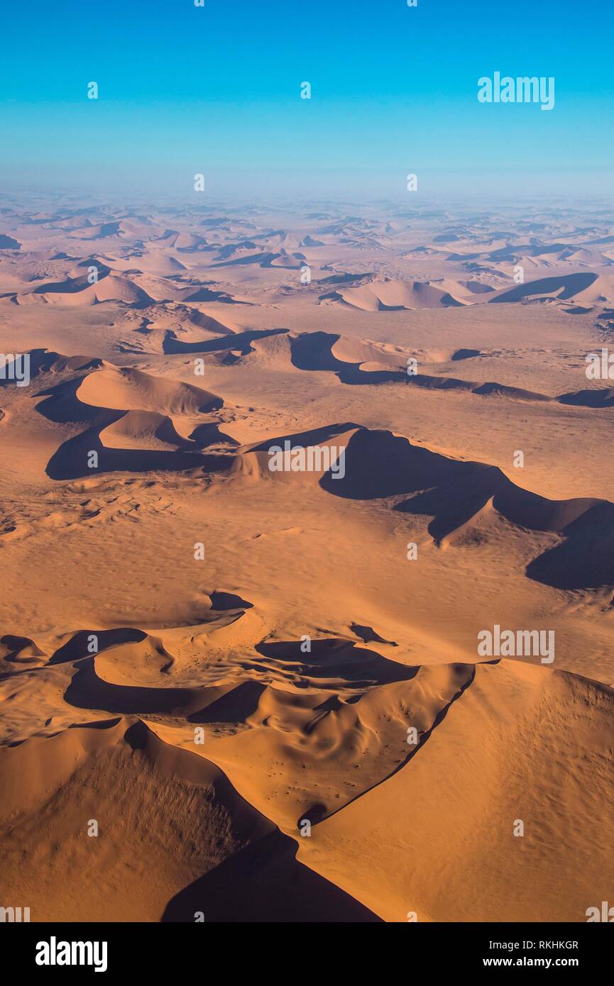 Aerial view, sanddunes in the Namib desert, Namibia Stock Photo