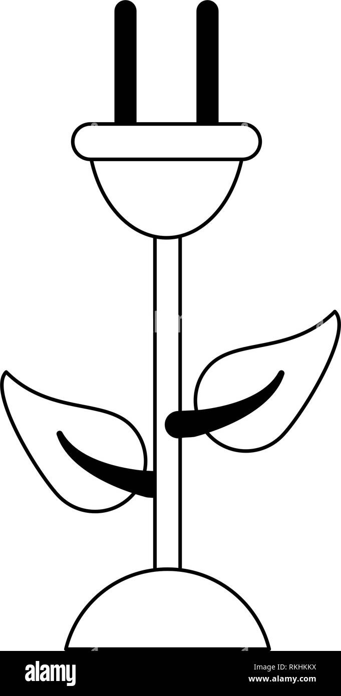 Eco green energy flower symbol black and white Stock Vector Image & Art