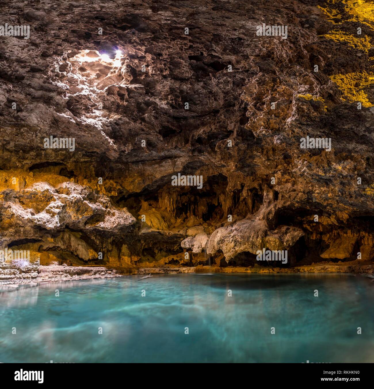 Cave with a geothermal spring, Cave and Basin National Historic Site, Banff National Park, Alberta, Canada Stock Photo