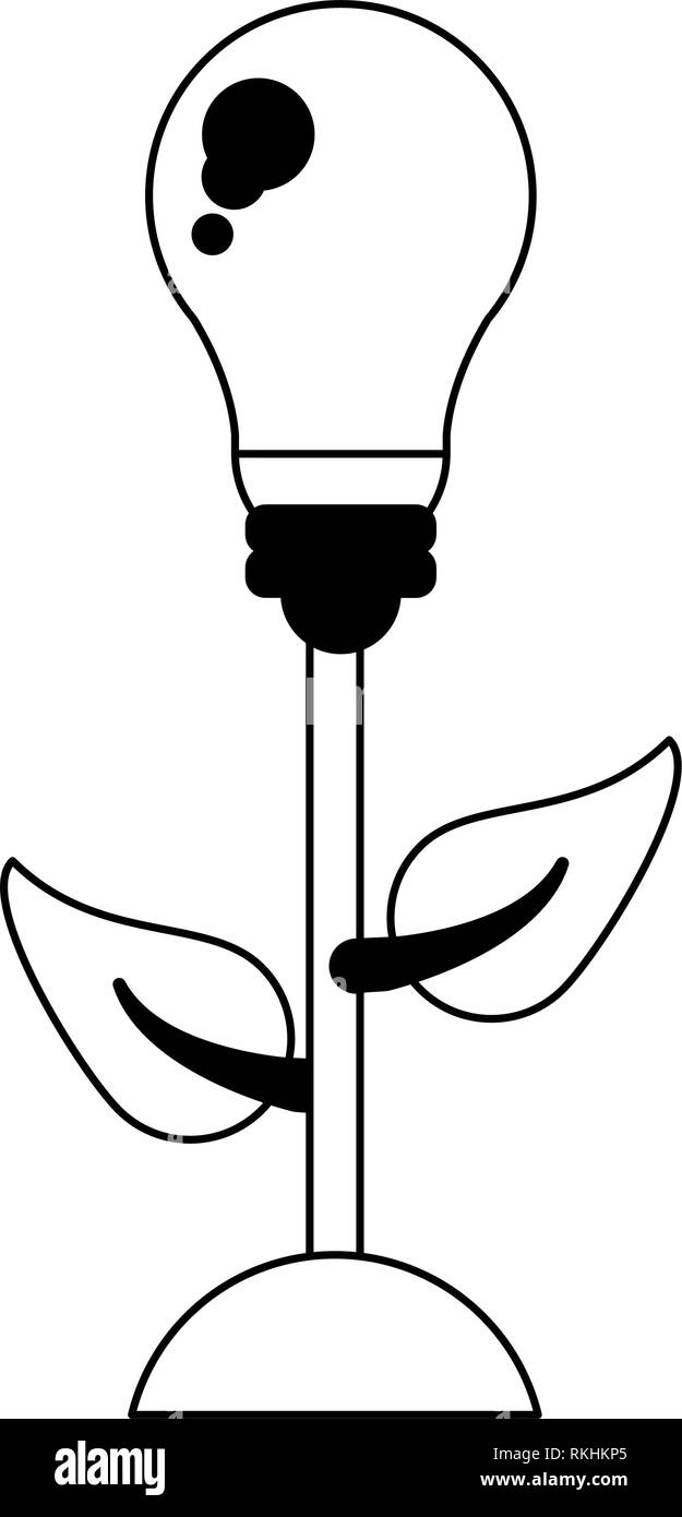 Eco bulb light green energy black and white Stock Vector Image & Art ...