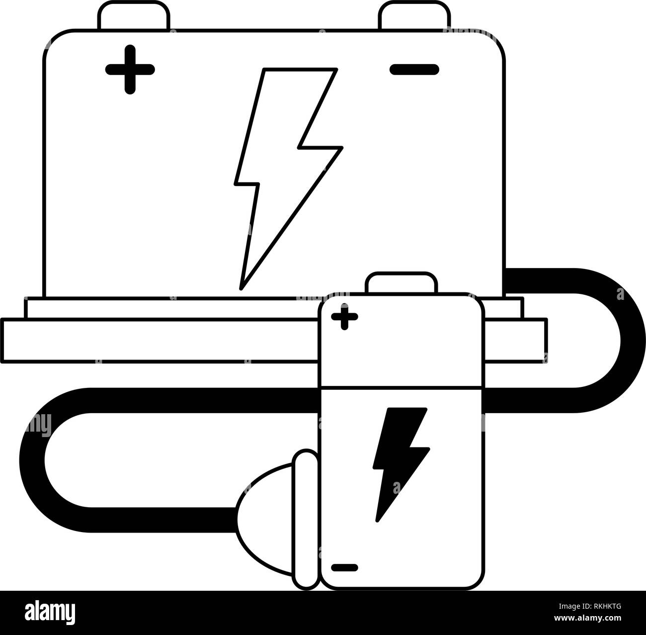 car battery and wire with plug black and white stock vector car amp remote wire bypass club car 48 volt battery wiring diagram