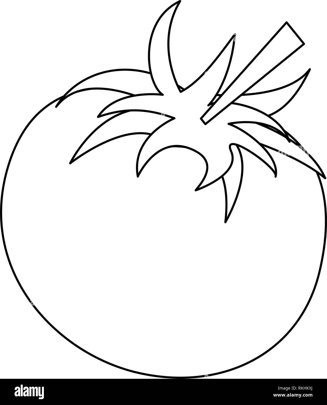 tomato fresh vegetable cartoon black and white Stock Vector Image & Art