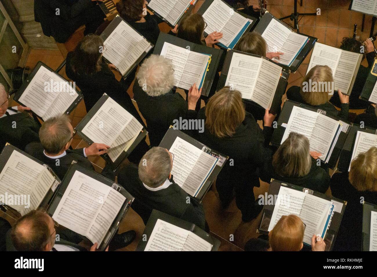 Choir, singers with note sheets, Munich, Germany Stock Photo