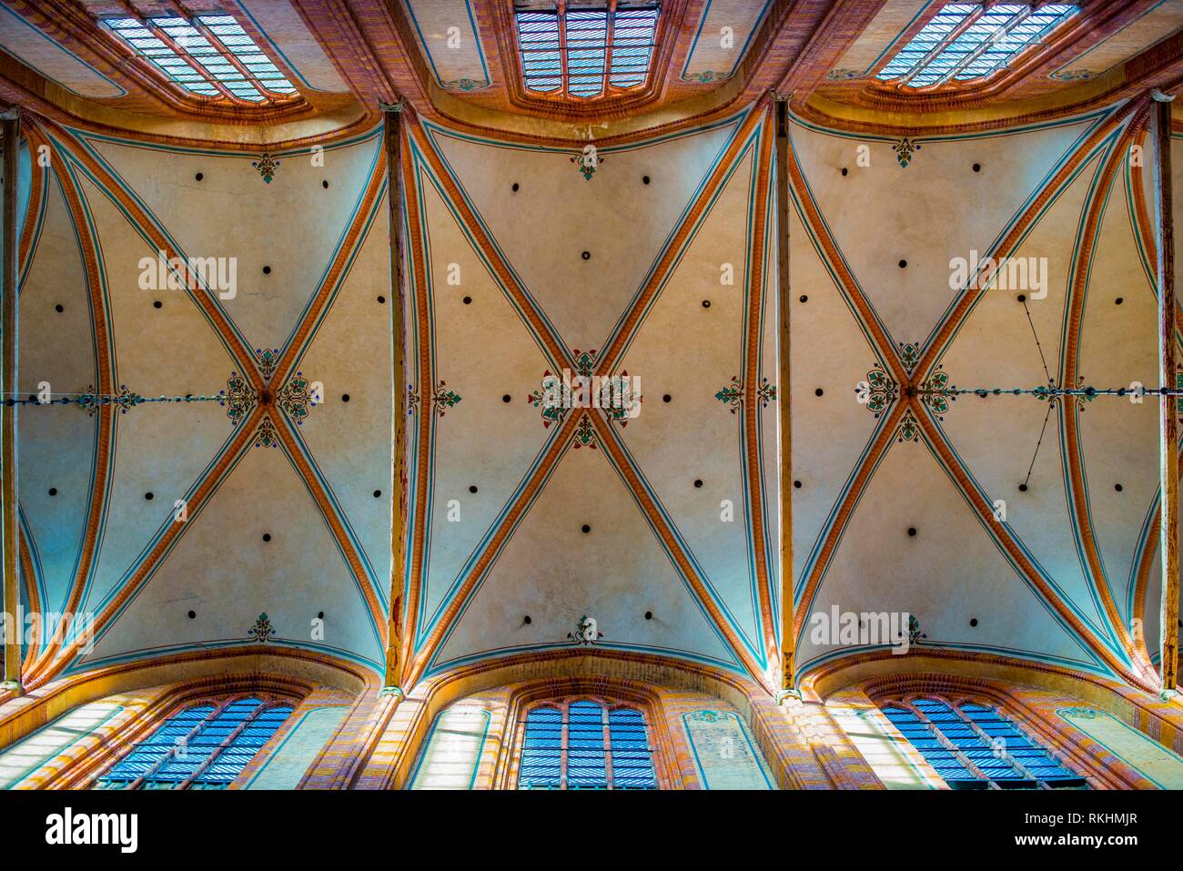 Ceiling vault of the church St. Nikolai, Brick Gothic, Wismar, Mecklenburg-Western Pomerania, Germany Stock Photo