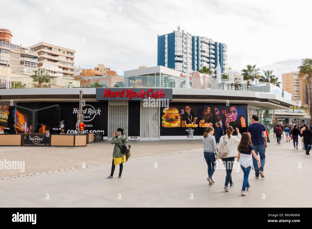 Hard rock cafe Malaga, closed, Muelle Uno, Port of Malaga, Andalusia, Malaga Spain. Stock Photo