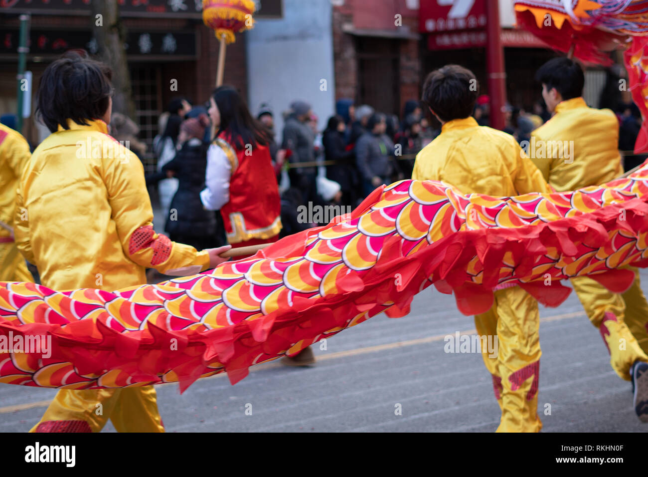 A group performs a Chinese Dragon dance in the 2019 Chinese New Year
