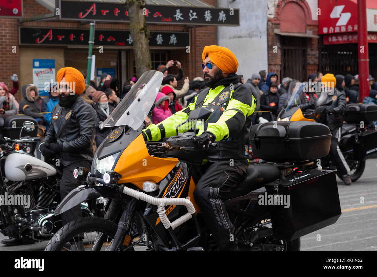 The Sikh Motorcycle Club participates in the 2019 Chinese New Year Parade Stock Photo