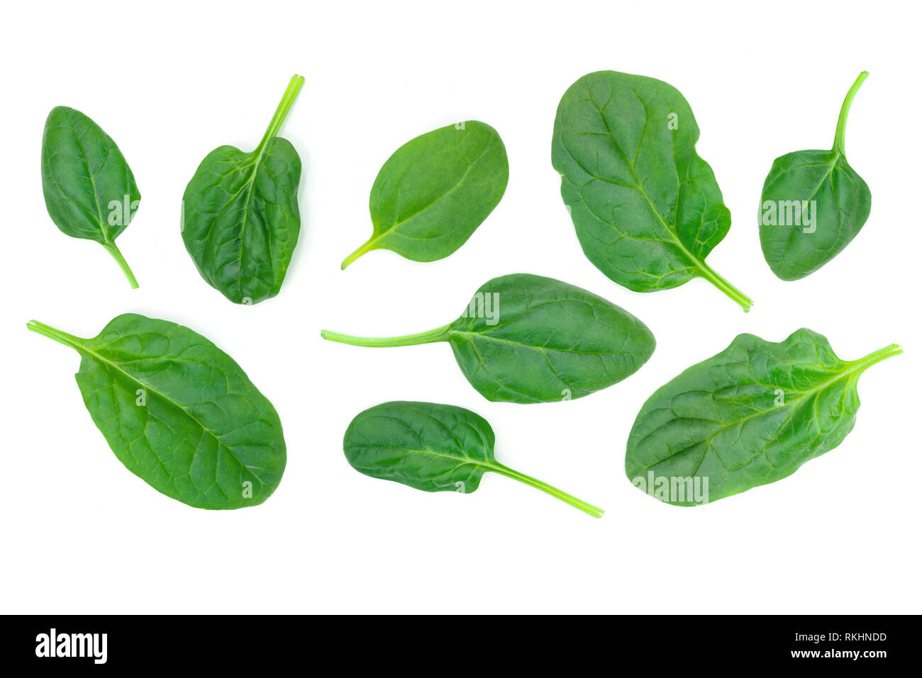 Group of spinach leaves isolated on white background in close-up Stock ...