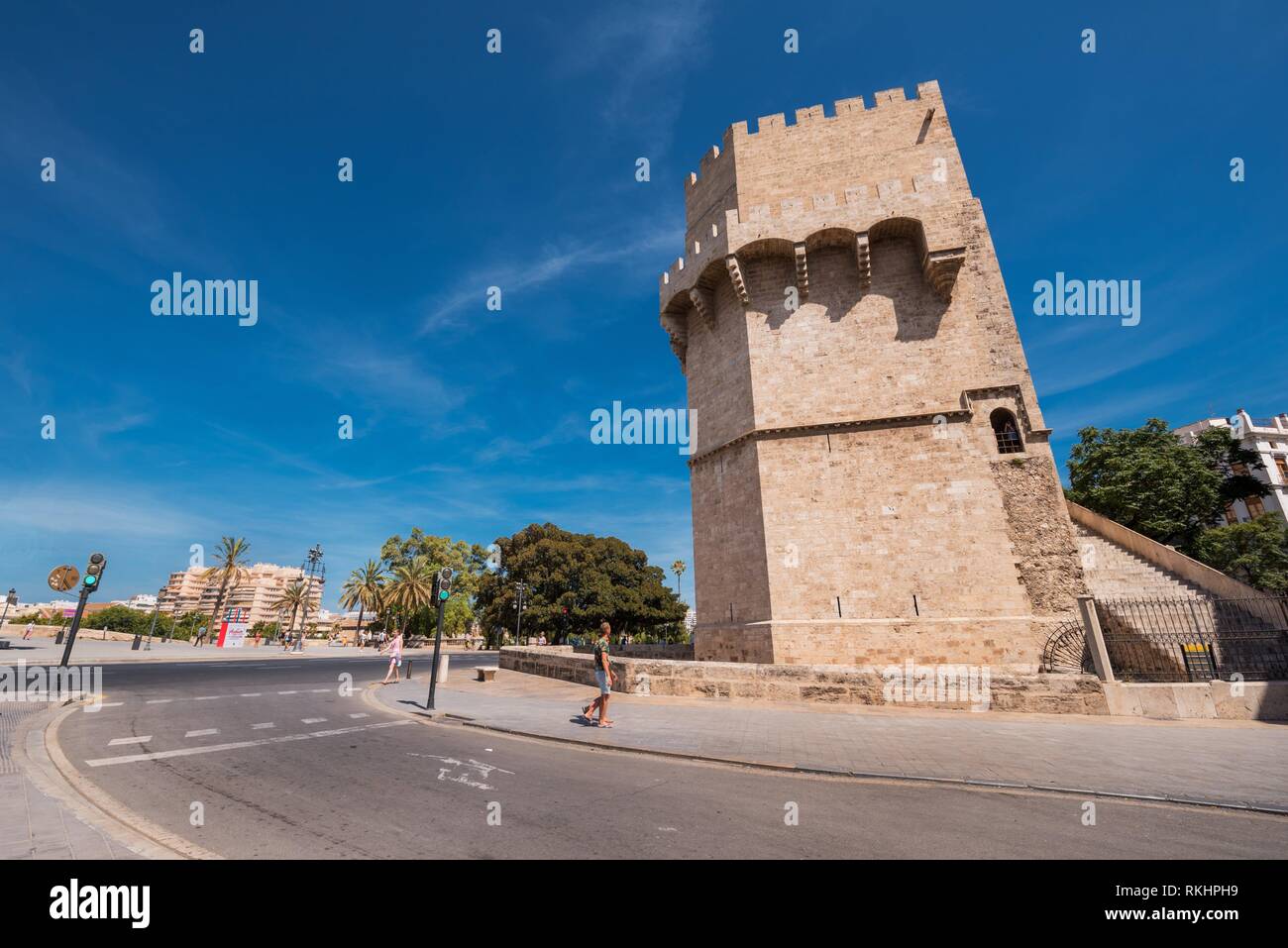 Valencia, Spain July 26, 2017 Famous landmark serranos gate in