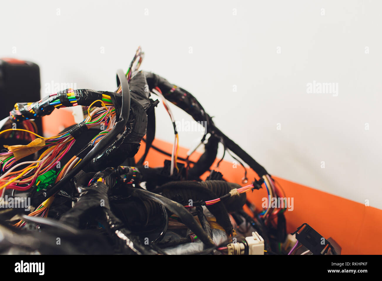 Car wiring and Car system many wires for background text Stock Photo ...