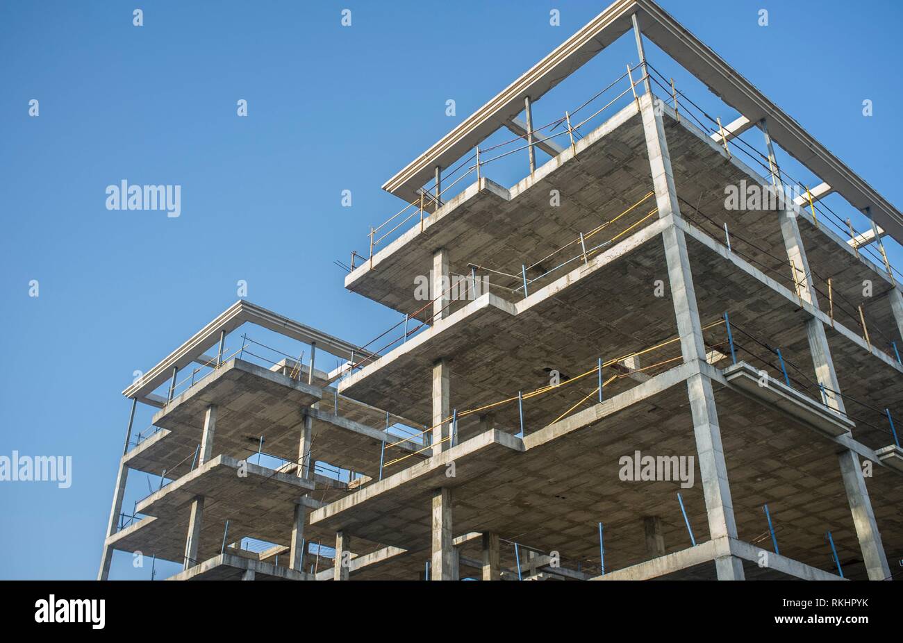 Construction site of a new apartment building. Concre structure. Stock Photo
