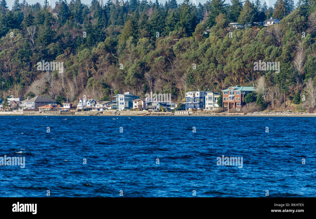 Waterfront homes in the Shorewood area of Burien, Washington Stock