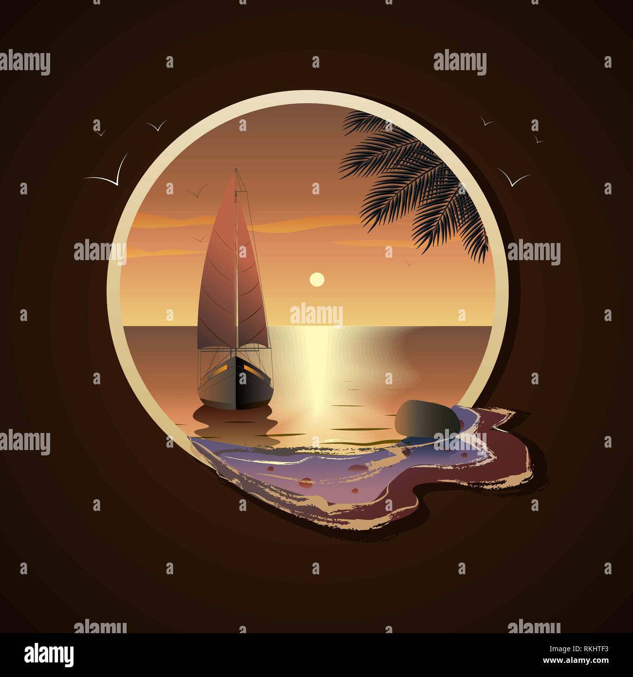 Sails in the sunset Stock Vector Images - Alamy