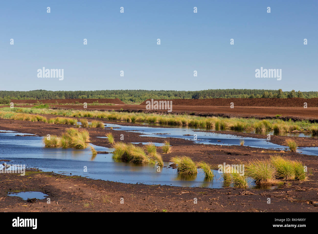 Peat extraction at Totes Moor / Tote Moor, raised bog near Neustadt am Rübenberge, district of Hannover, Lower Saxony / Niedersachsen, Germany Stock Photo