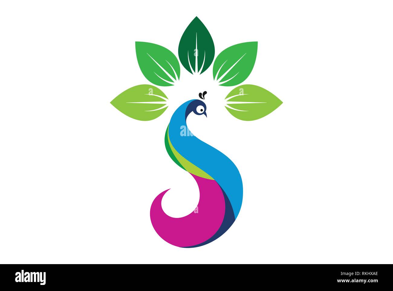 beauty peacock letter s leaves logo icon Stock Vector