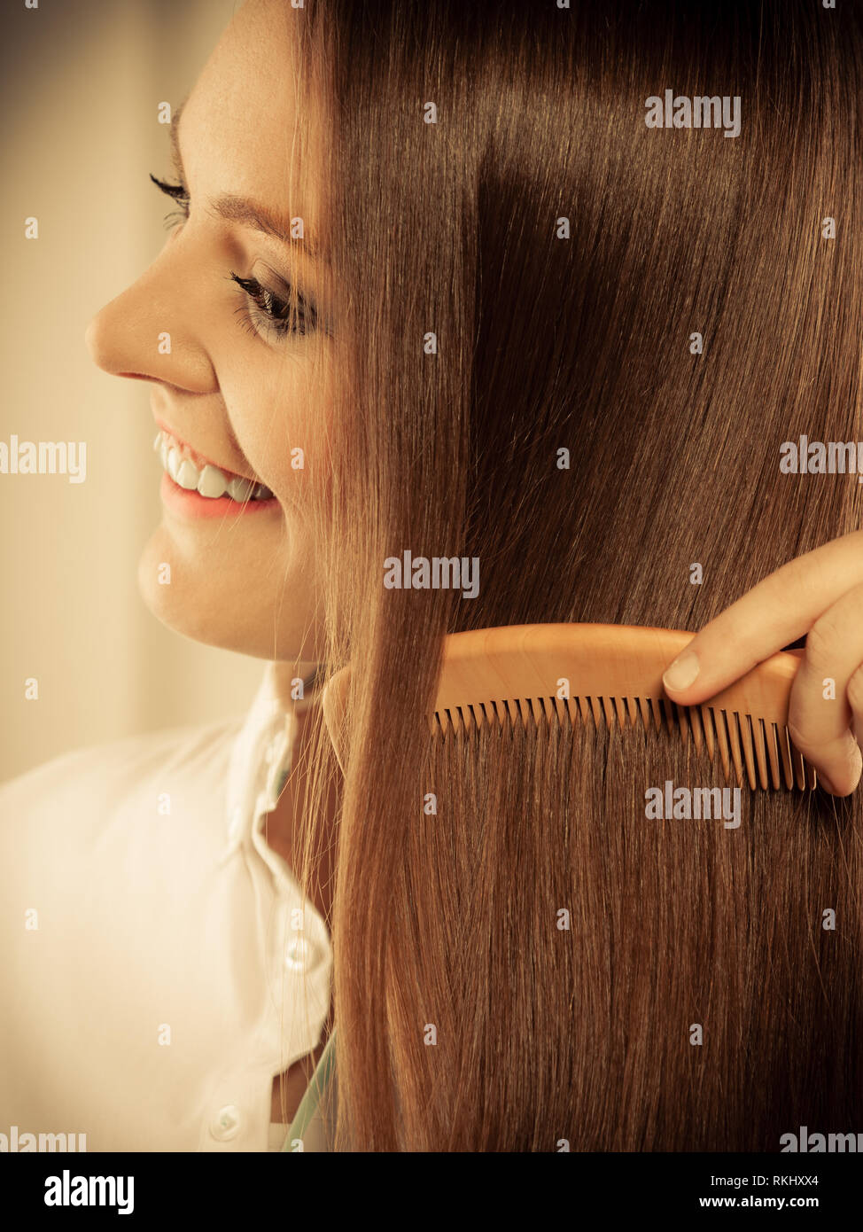 Health Beauty And Haircare Concept Closeup Young Business Woman