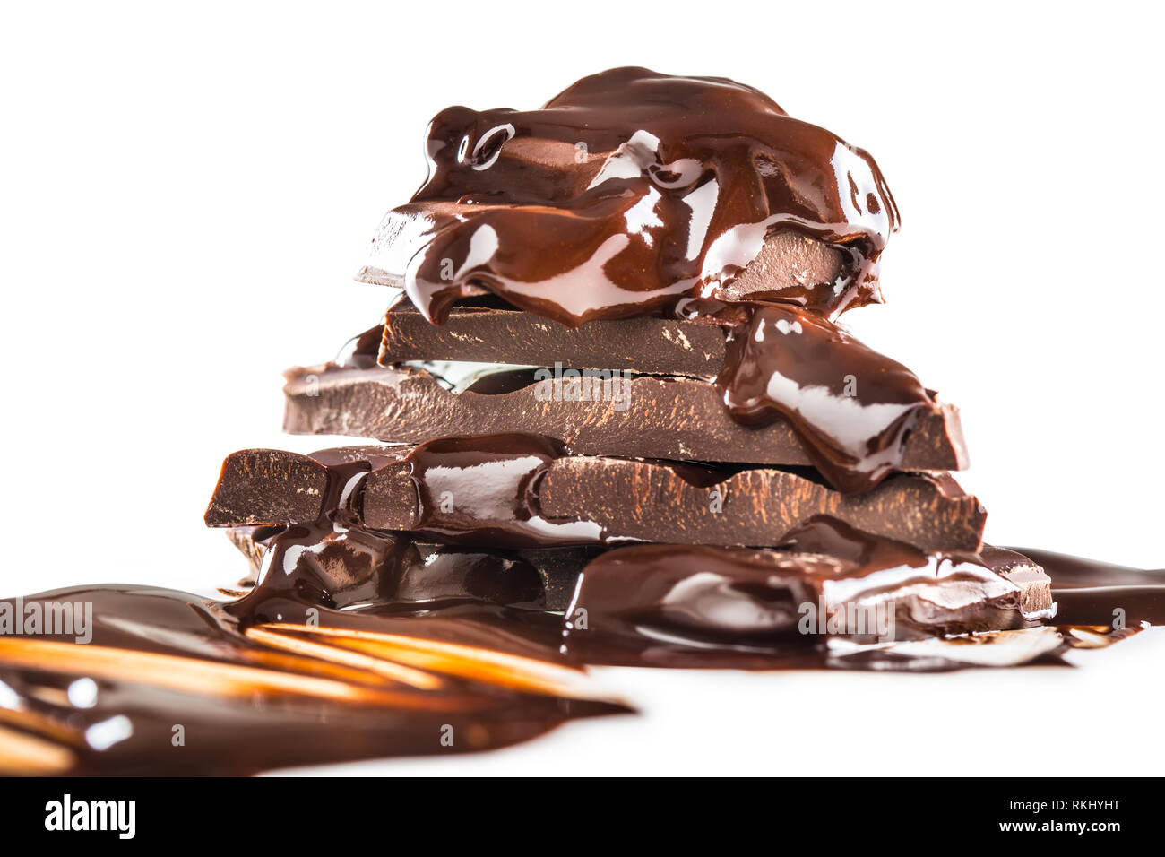Dark or milk chocolate isolated on white background. Stock Photo
