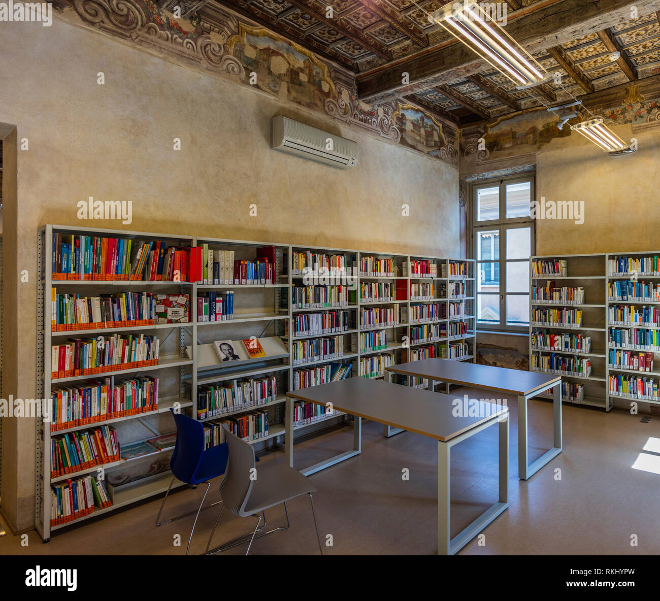 Turin Library Turin, Piedmont, Italy - May 24, 2016: Interior of Palazzo Siccardi ...