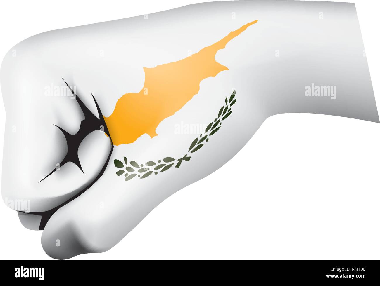 Cyprus flag and hand on white background. Vector illustration Stock ...