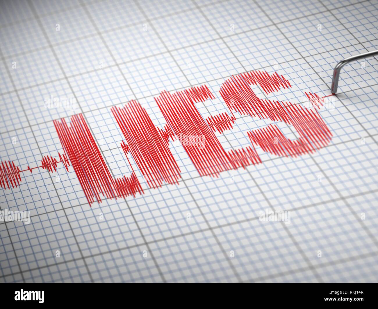 Concept of lies. Lie detector with text. 3d. Stock Photo