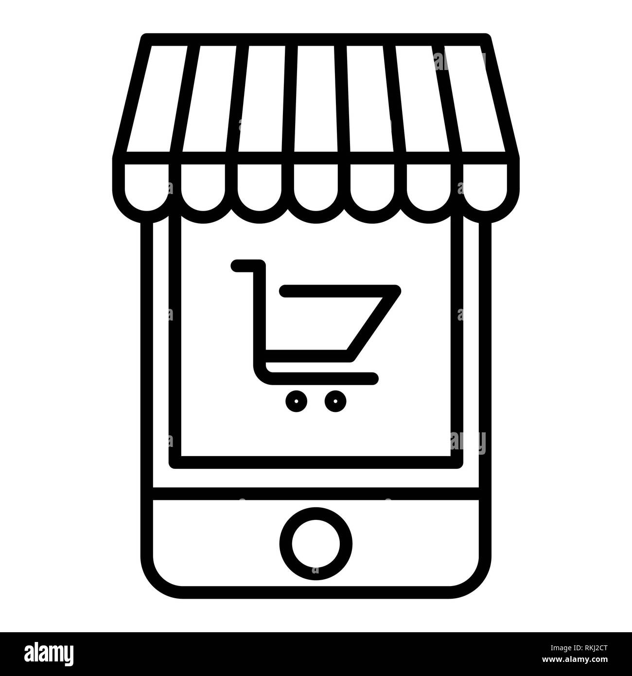 E-commerce App Icon, Vector Illustration, E-commerce Outline Stock Photo