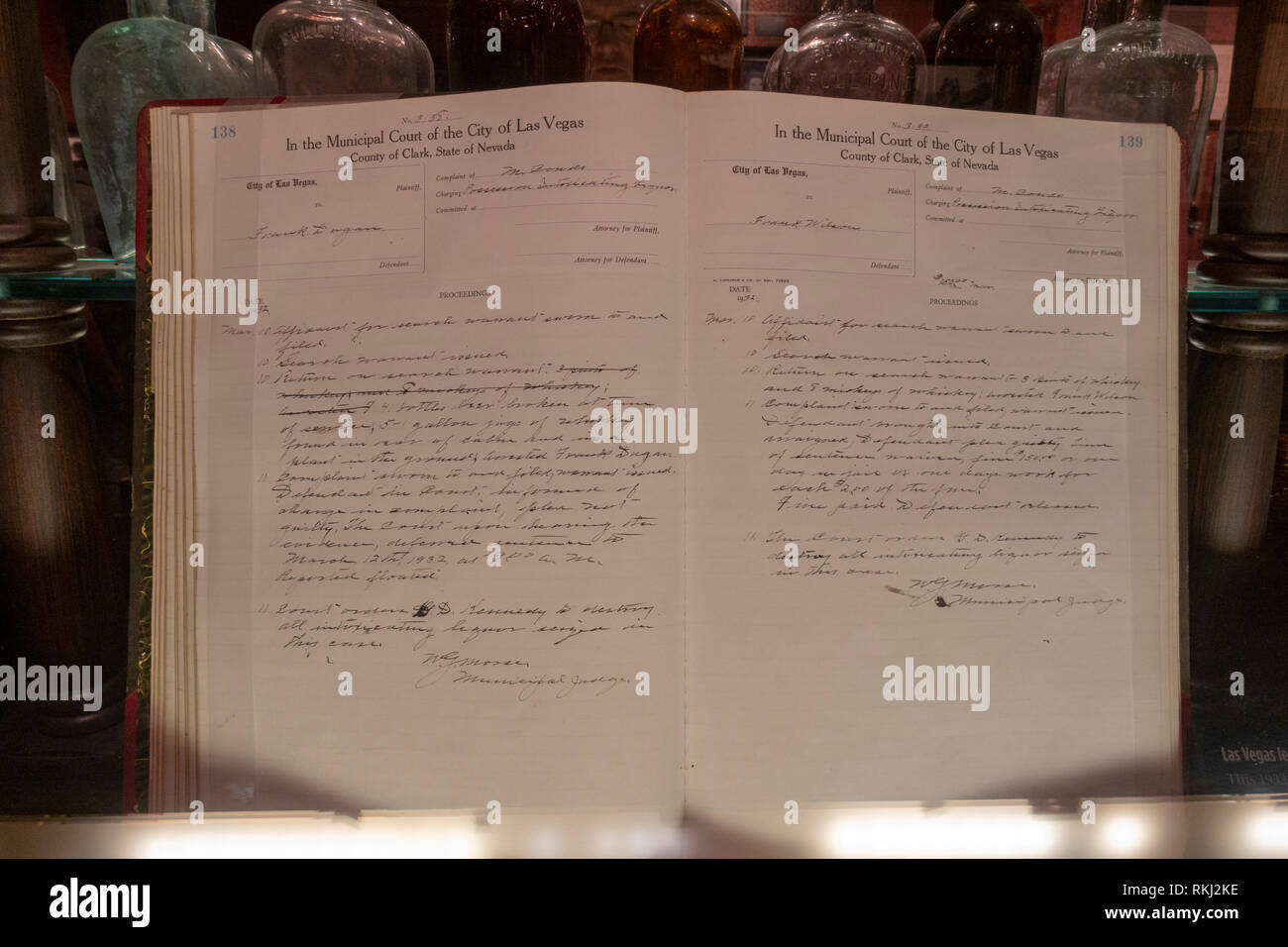 City of Las Vegas court papers, The Mob Museum, Las Vegas (City of Las Vegas), Nevada, United States. Stock Photo