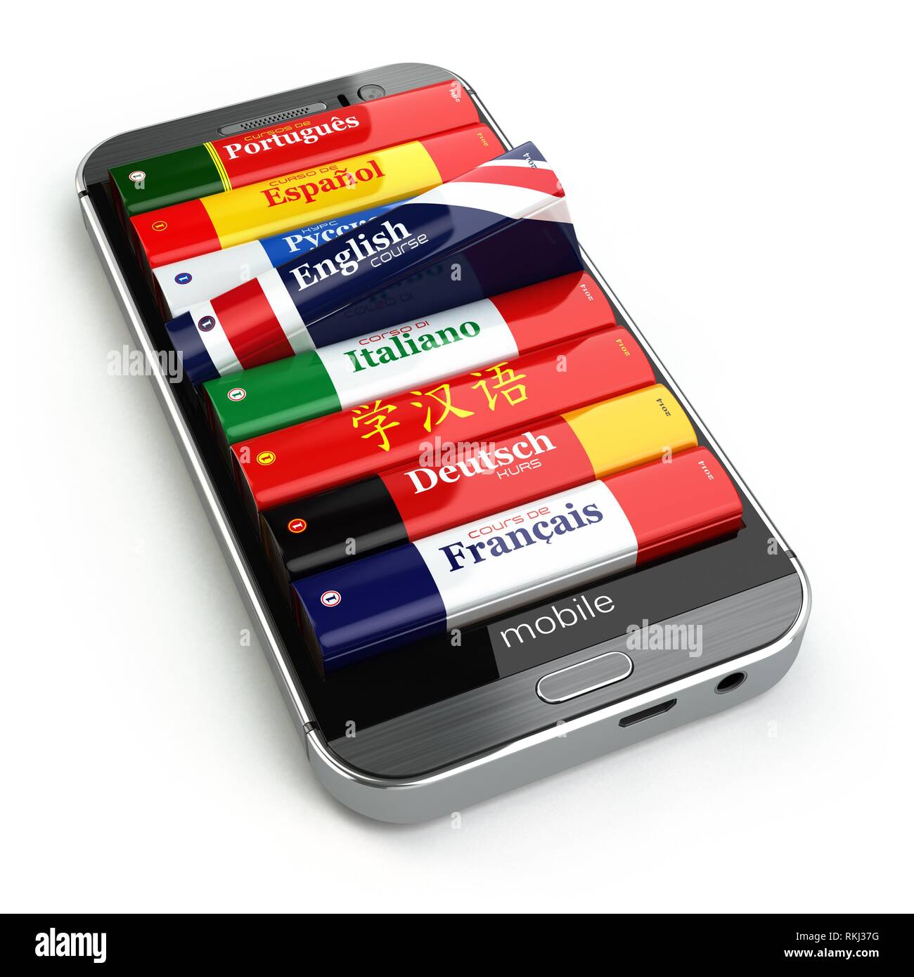 Elearning. Mobile dictionary. Learning languages online. 3d Stock