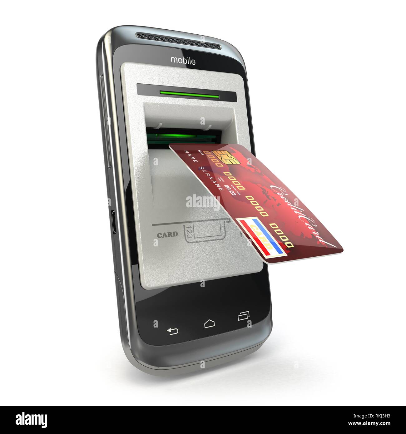 Mobile banking. Mobile phone as atm and credit card. 3d Stock Photo - Alamy
