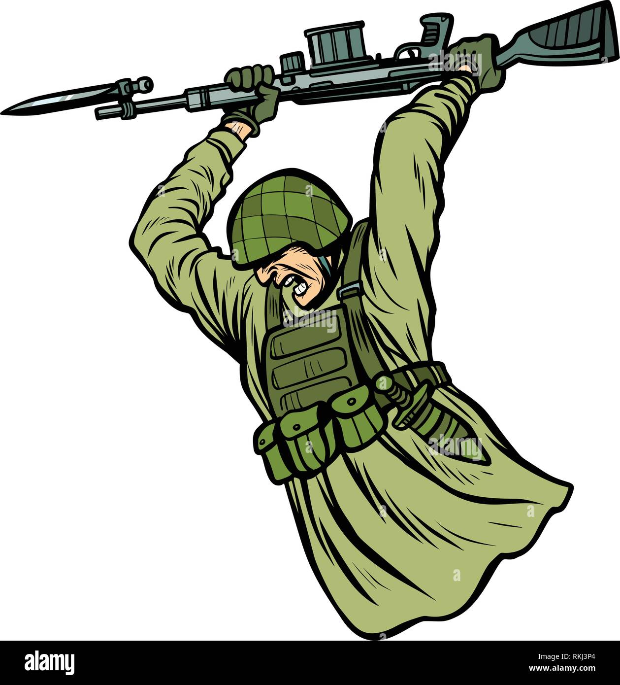 bayonet fighting. soldiers at war Stock Vector