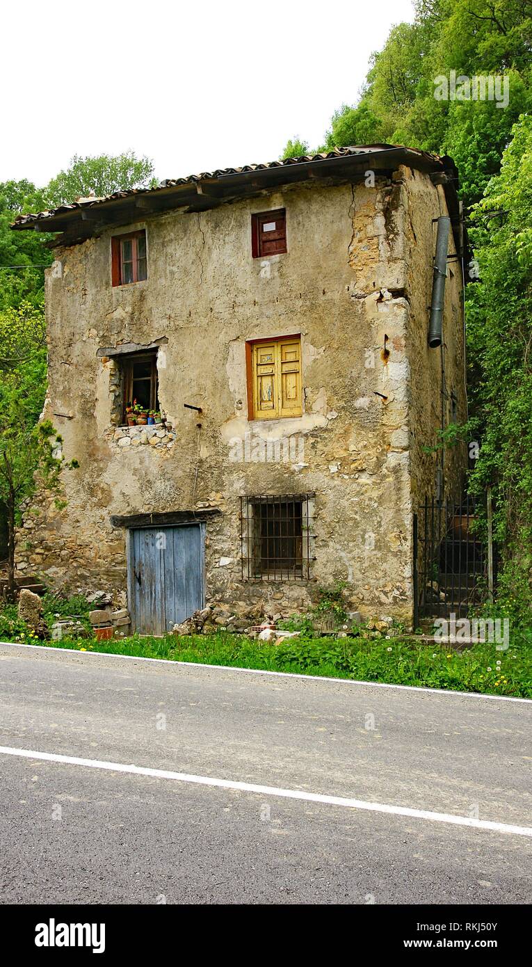 Ruinous house on the Cercs road, Barcelona, Catalunya, Spain. Stock Photo
