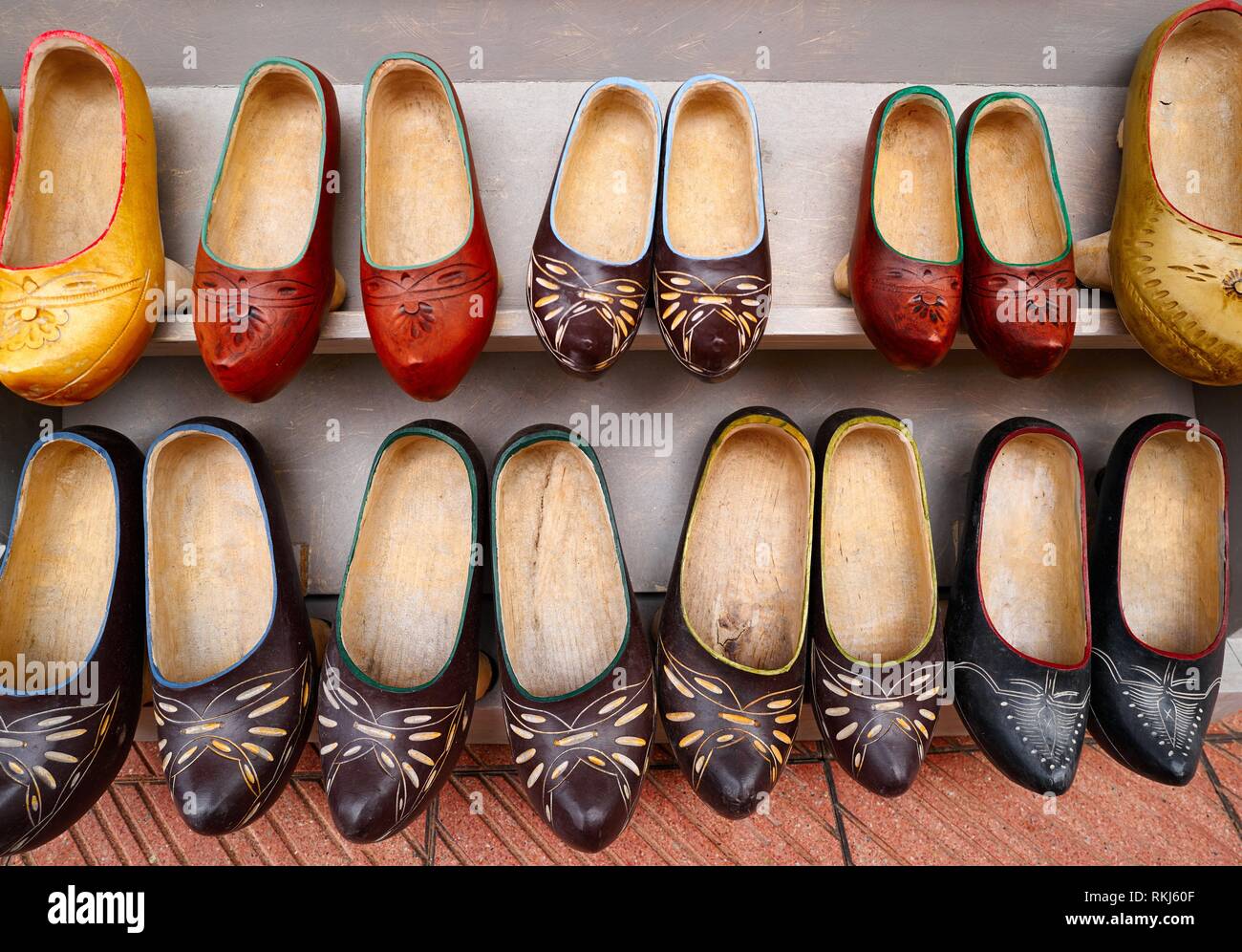 Zuecos madrenas traditional wooden shoes from Asturias of Spain Stock Photo  - Alamy