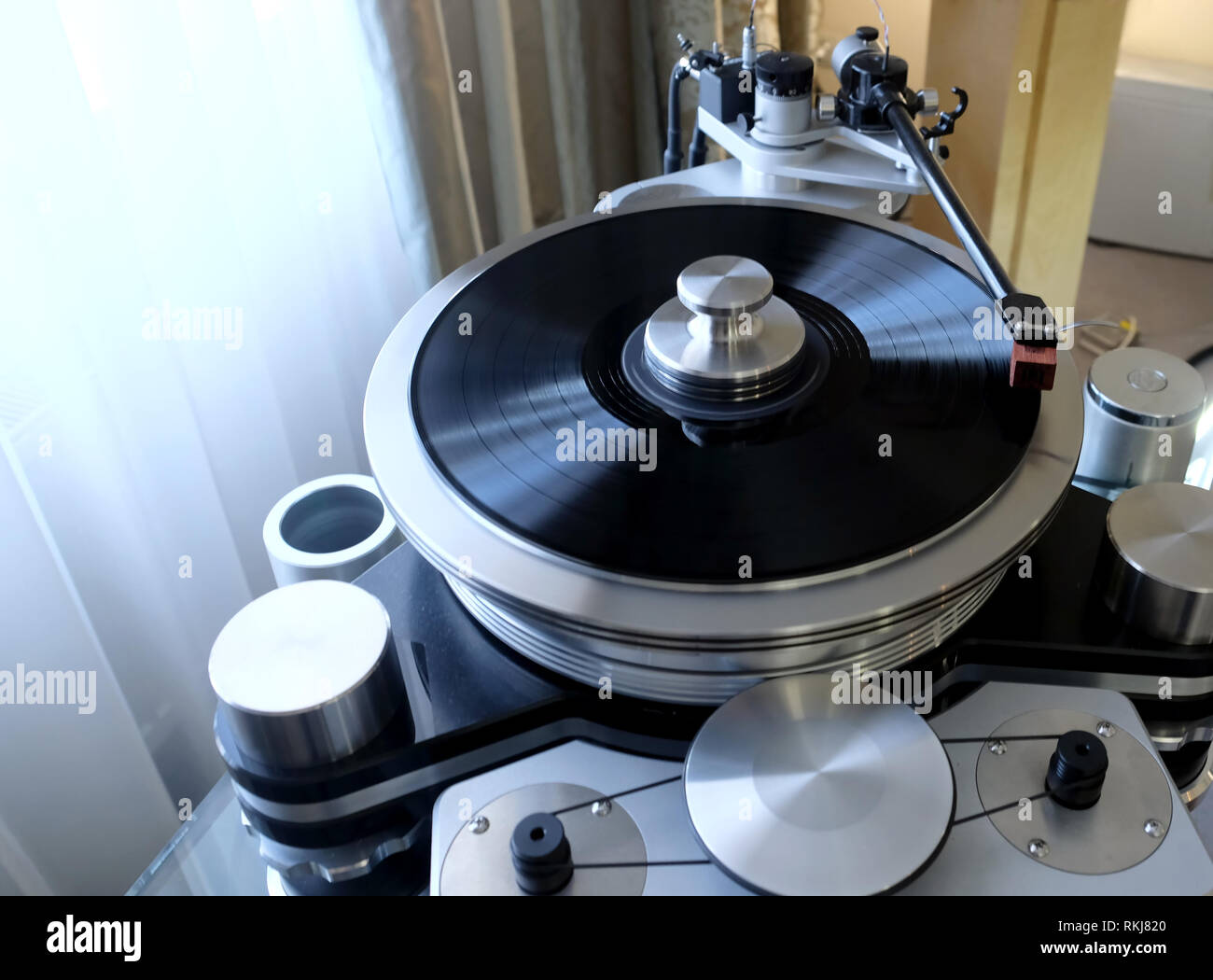Modern highprecision High End record player with a rotating disc with
