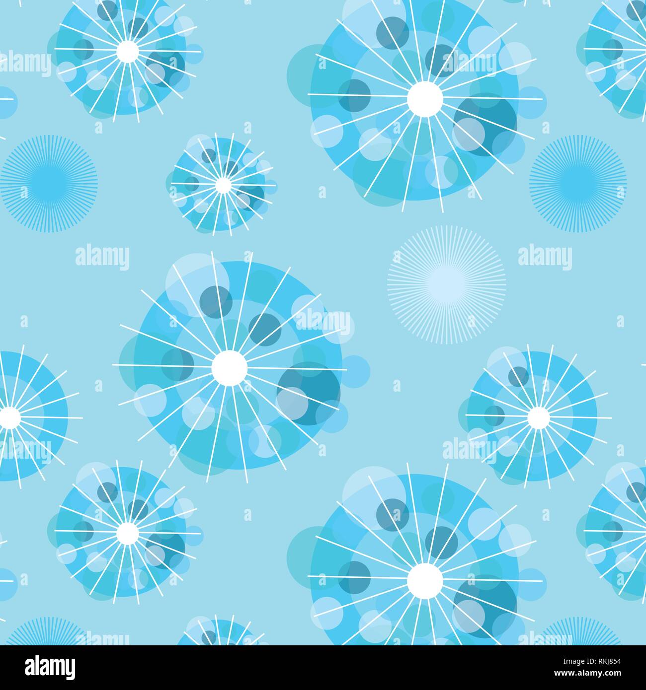 Dandelion flower abstract vector pattern illustration in blue color Stock Vector