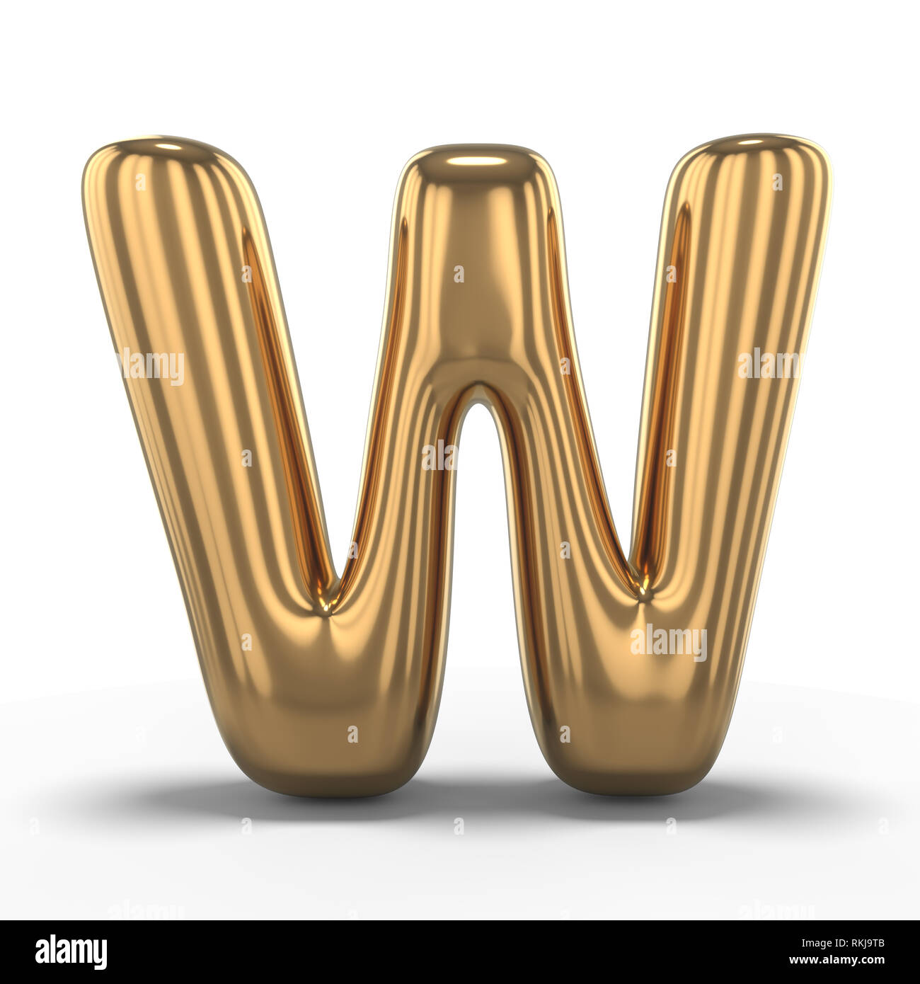 Letter W made of inflatable balloon isolated on white background. 3D rendering Stock Photo