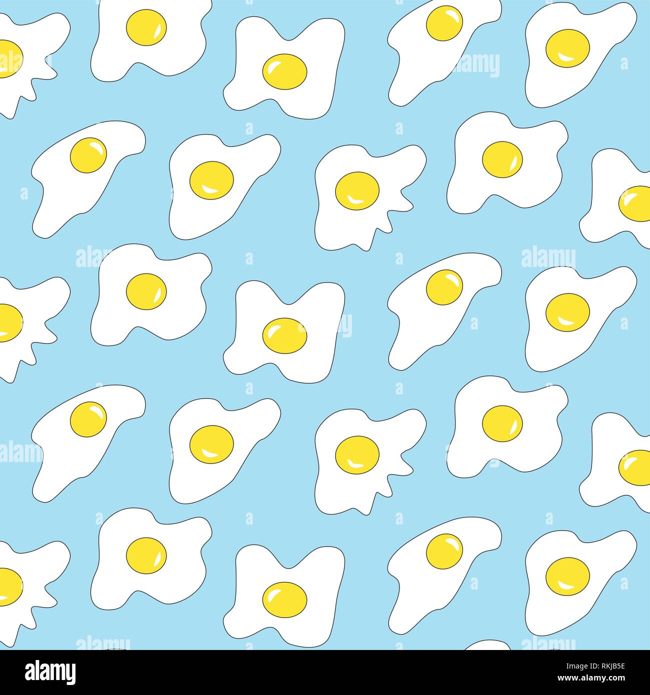 Eggs vector pattern illustration yellow on a light blue background Stock Vector